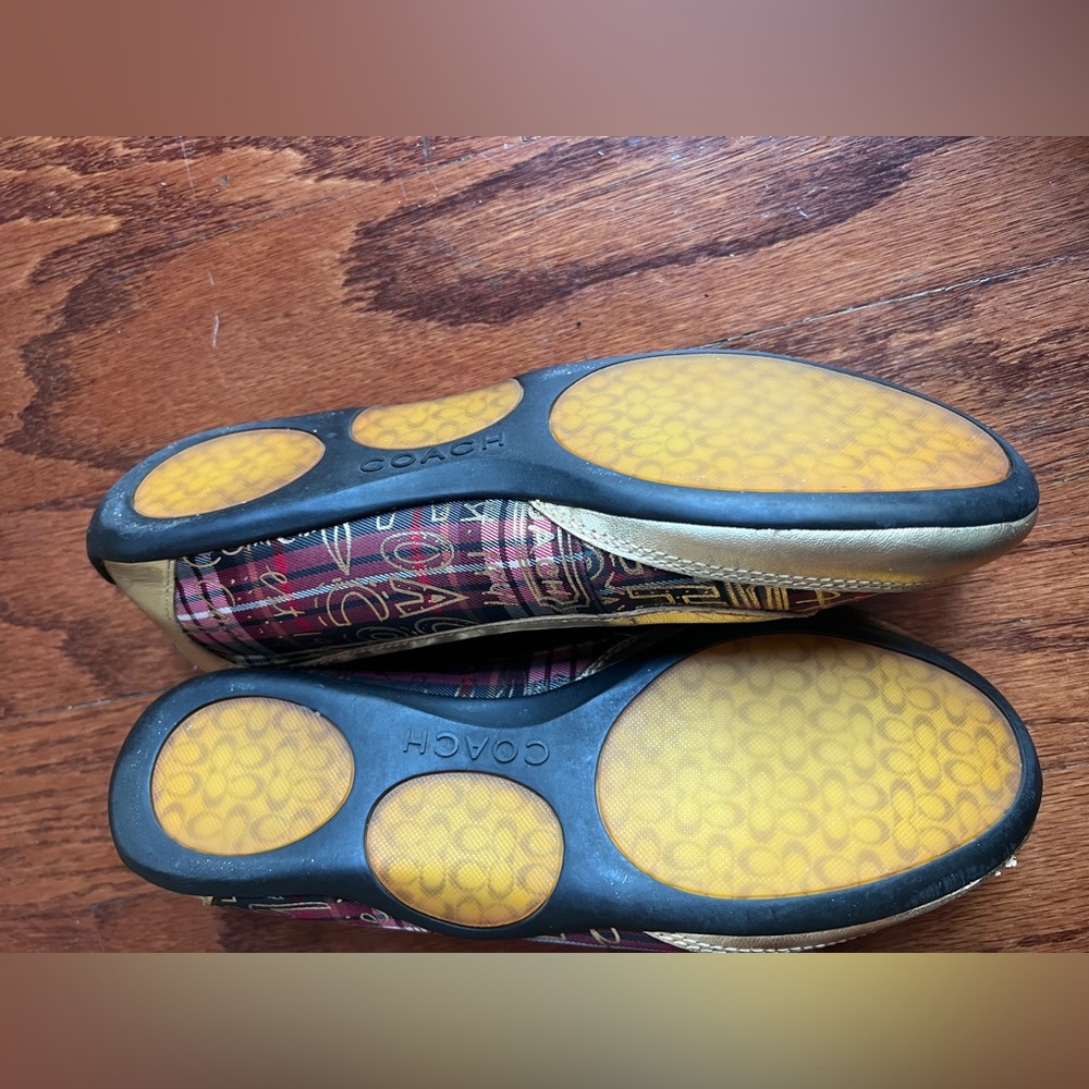 Coach Gold and Navy Patterned Women's Ballet Flats - Picture 5 of 5